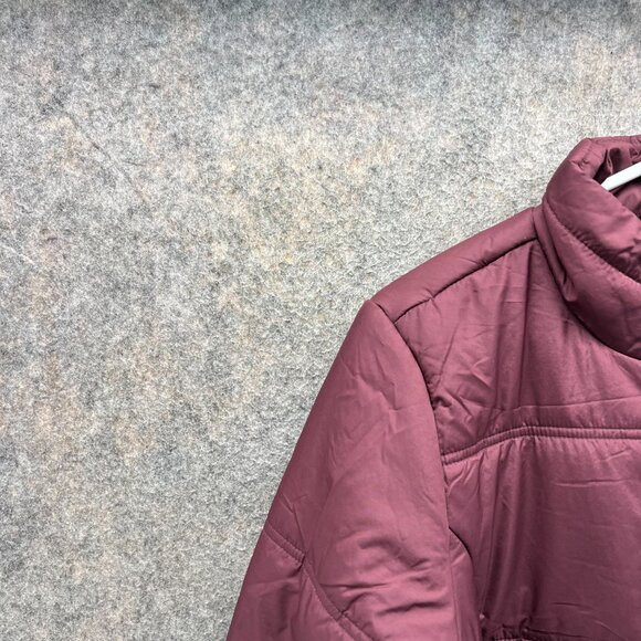 Puma Jacket Women Small Burgundy Full Zip Puffer Essentials Padded Parka Winter - Picture 6 of 13